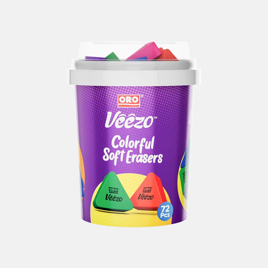 Pack Of 72 Pieces Of ORO Veezo Erasers | Best Quality Erasers | Multicolor Erasers