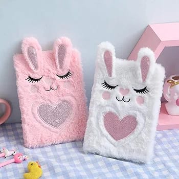 Fur Diary Cute Soft Kitty Fur Notebook for Girls with Cute Ears | Fancy Fur Diary